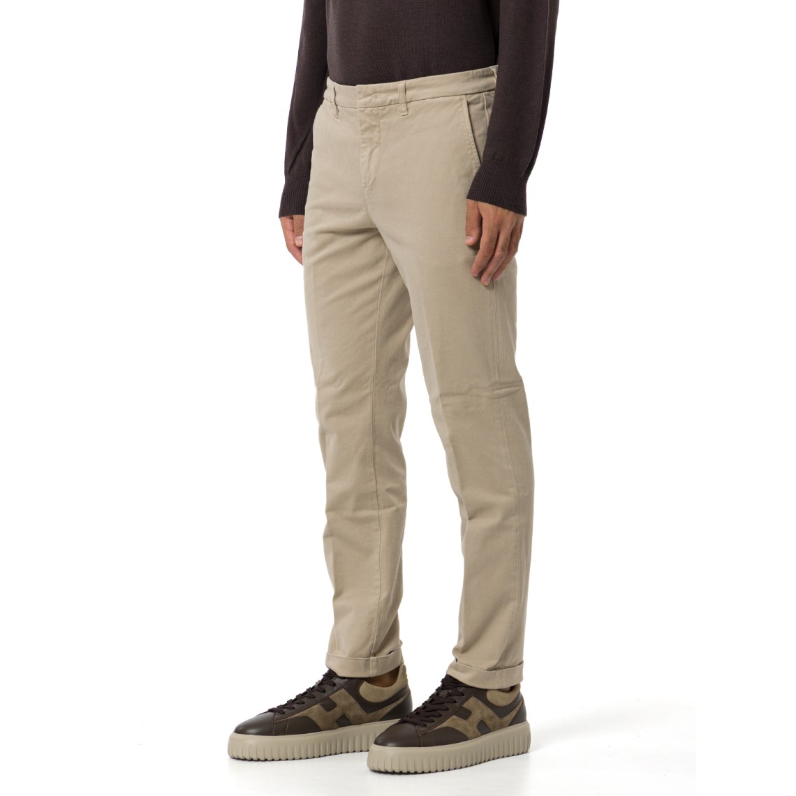 Pantaloni slim fit in gabardine di cotone Fay