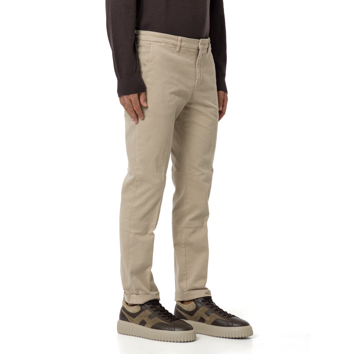 Pantaloni slim fit in gabardine di cotone Fay
