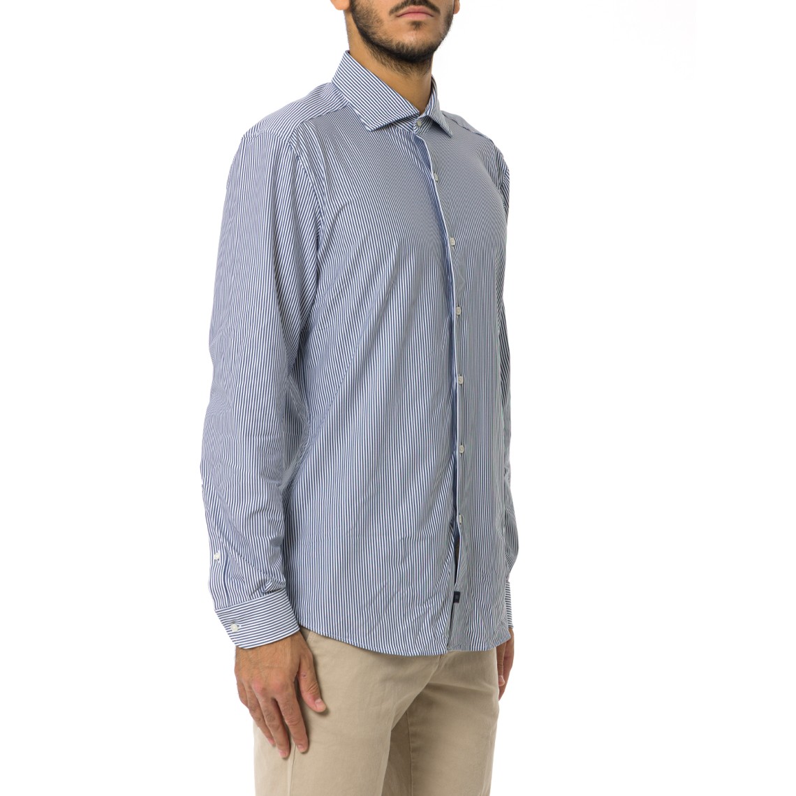 Camicia regular fit in jersey tecnico a righe Fay