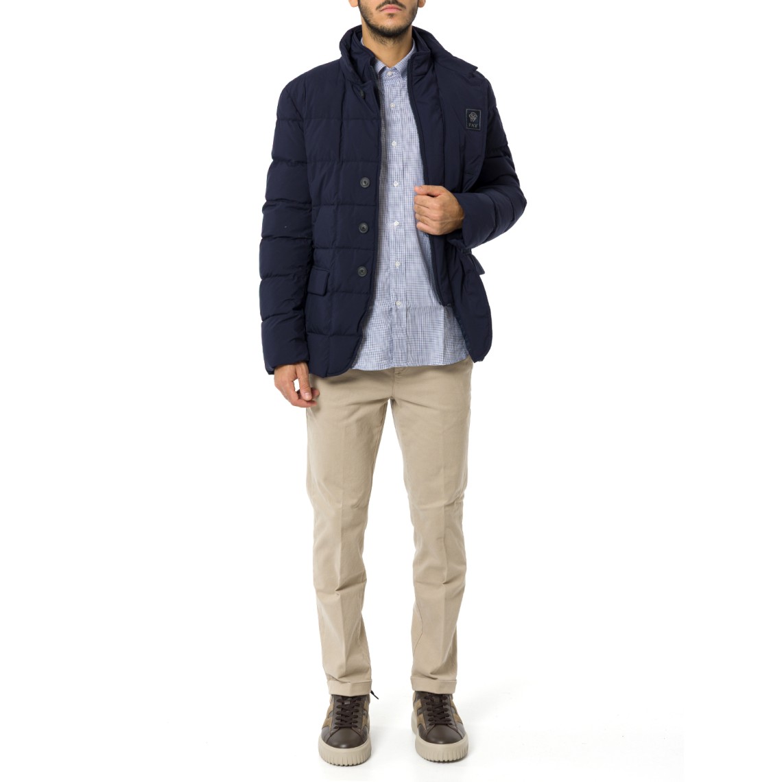 Piumino corto double front in saia tecnica mélange Fay