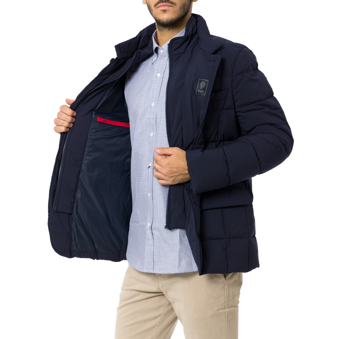 Piumino corto double front in saia tecnica mélange Fay