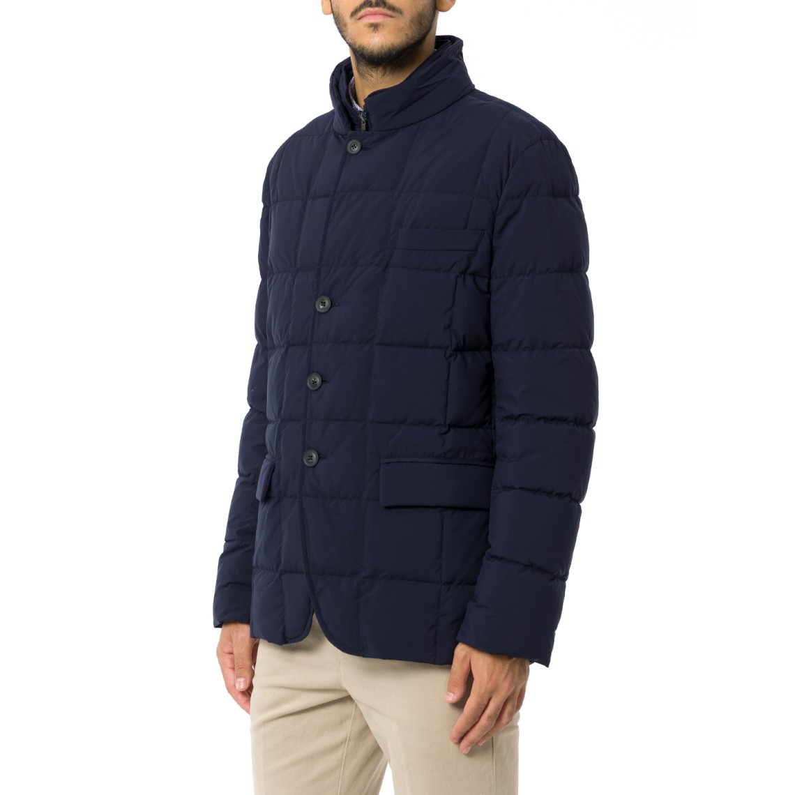 Piumino corto double front in saia tecnica mélange Fay